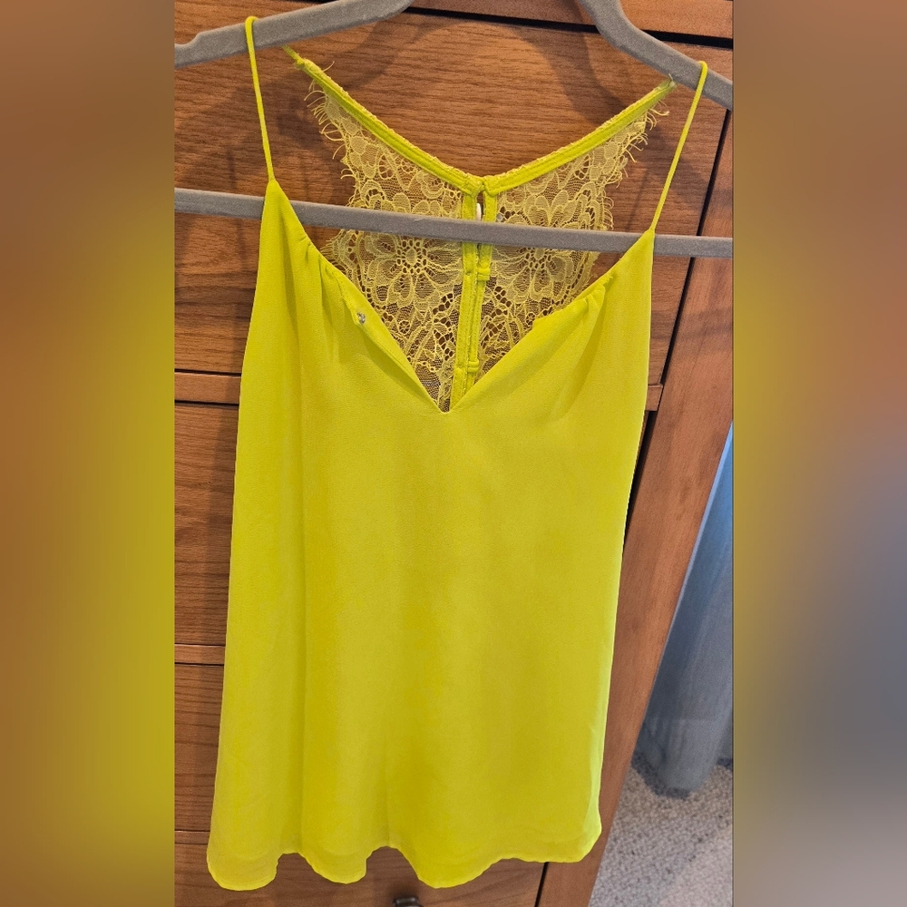 Naked Zebra Neon Yellow Lace-Trim Camisole, S, Like New!